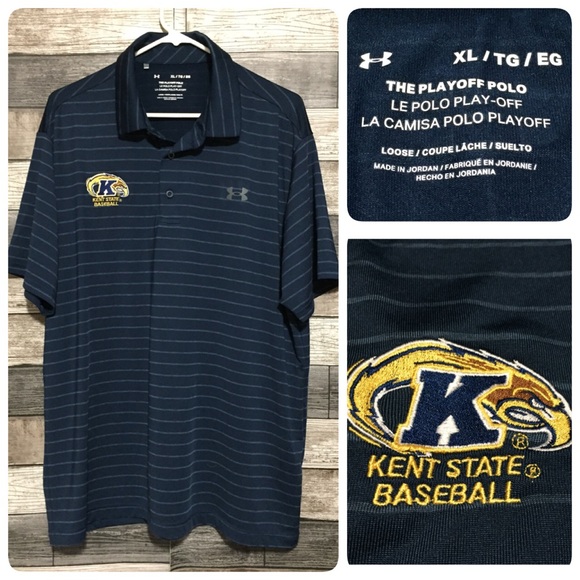 Under Armour Playoff Polo Kent State Baseball Stripe Shirt Men’s XL Blue - Picture 1 of 9